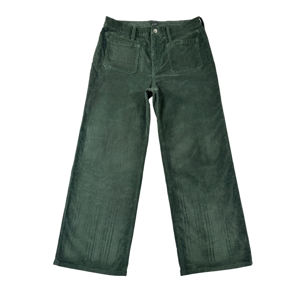 J.Crew Green Corduroy Wide Leg Patch Pocket Pants Womens 29 - Picture 2 of 8